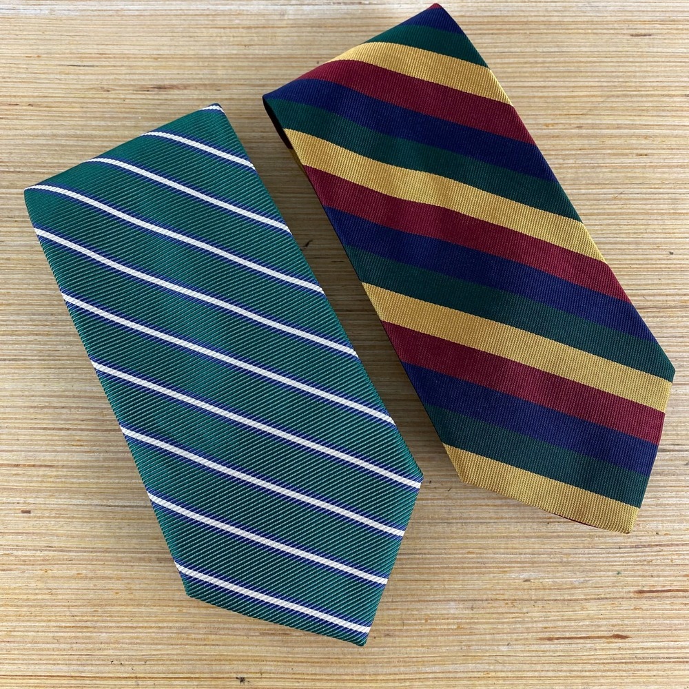 Lot of2 Brooks Brothers Makers Ties Made USA Striped pattern Silk Tie